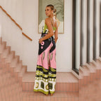 Boho Print Spaghetti Strap Jumpsuit - Piña Colada