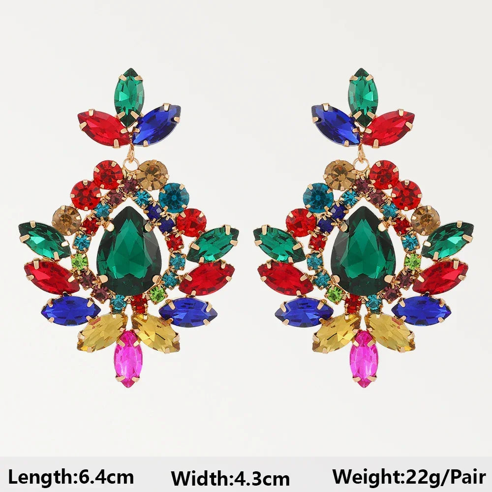 Boho Multicolor Beaded Crystal Dangle Earrings - Piña Colada