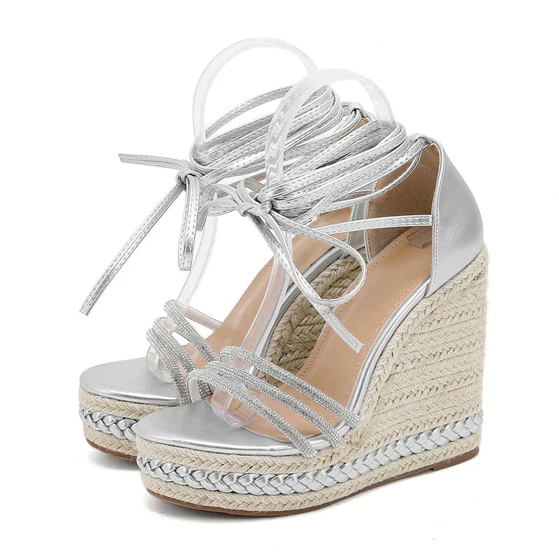 Gladiator Solid Platform Wedges Sandals - Piña Colada