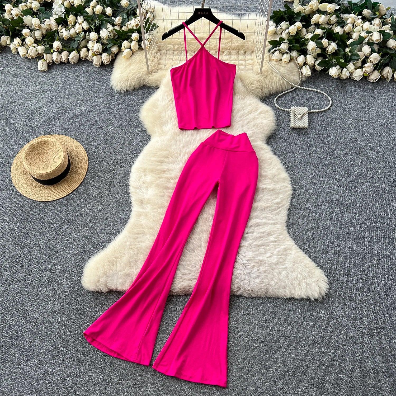 Unidance Pleated Square Neck Two-Piece Set – Casual Chic for Spring/Summer - Piña Colada
