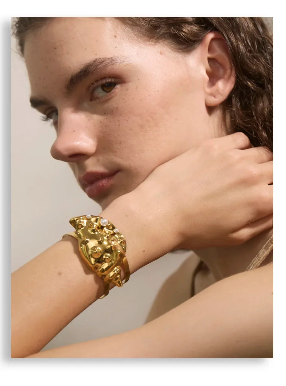 Conch Turtle Shell Wide Cuff Bracelet - Piña Colada