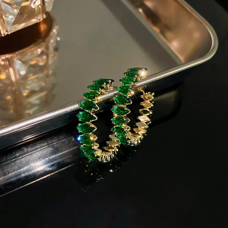 Hoop Earrings Zircon Crystal - Piña Colada