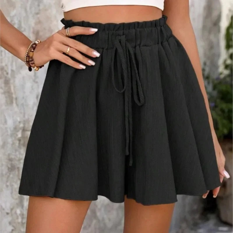 High-Waist Casual Folded Shorts - Piña Colada