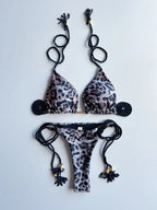 Leopard Print Bikini Set Swimsuit - Piña Colada