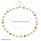 316L Stainless Steell Colour Heart Rhinestones - Piña Colada