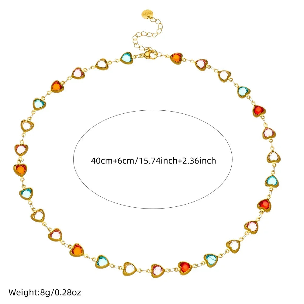 316L Stainless Steell Colour Heart Rhinestones - Piña Colada