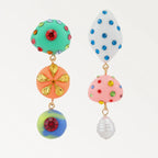 Boho Multicolor Beaded Crystal Dangle Earrings - Piña Colada