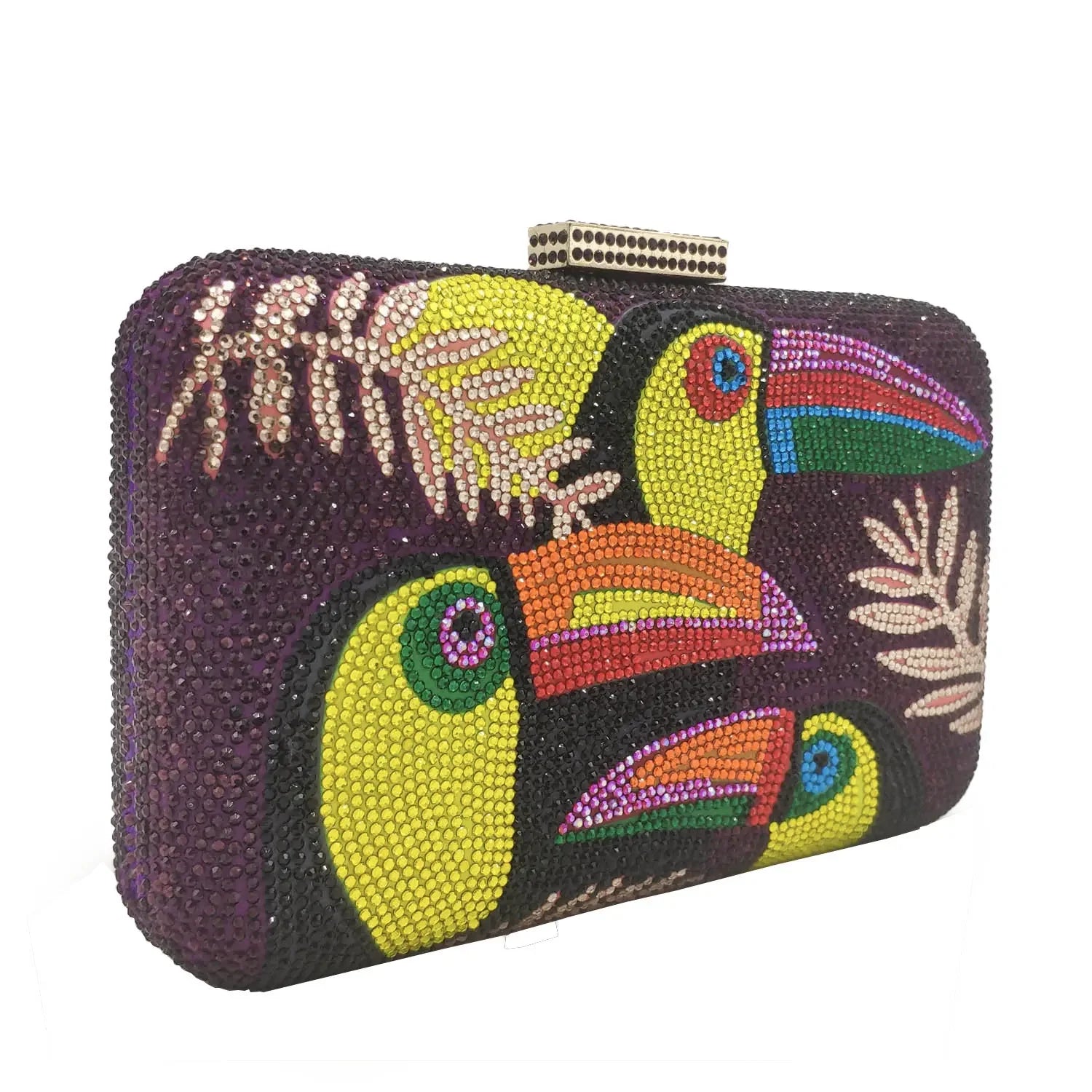 Novelty Toucan Bird Women Crystal Evening Bags Rhinestones - Piña Colada