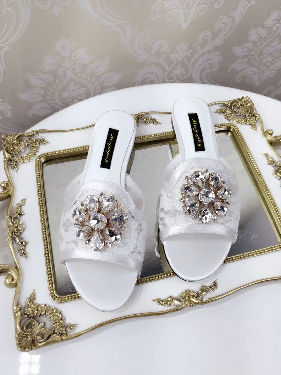 Women Slippers Rhineston Open Toe - Piña Colada