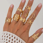 9Pcs/Set Rings Starfish Scallop - Piña Colada