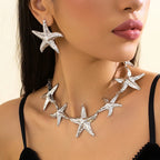 Vintage Star Jewelry Set – Gold or Silver Necklace & Earrings for Women - Piña Colada