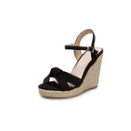 Velvet Wedge Sandals – Ultra High Platform Summer Heels - Piña Colada
