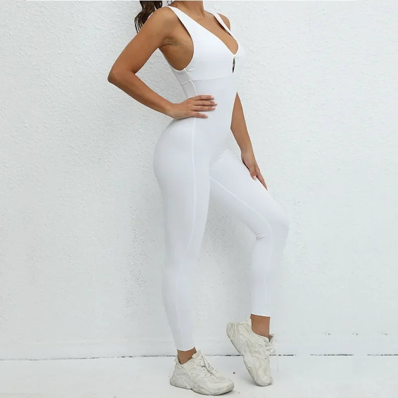 Seamless Sleeveless Yoga Jumpsuit for Women - Piña Colada