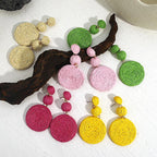 Boho Rattan Drop Earrings - Piña Colada