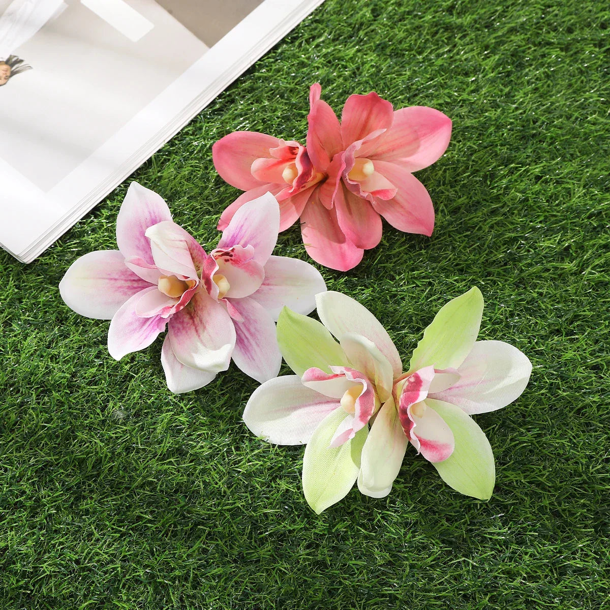 Orchid Flowers Hair Clips - Piña Colada
