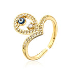 Hollowed out Evil Eye Ring - Piña Colada