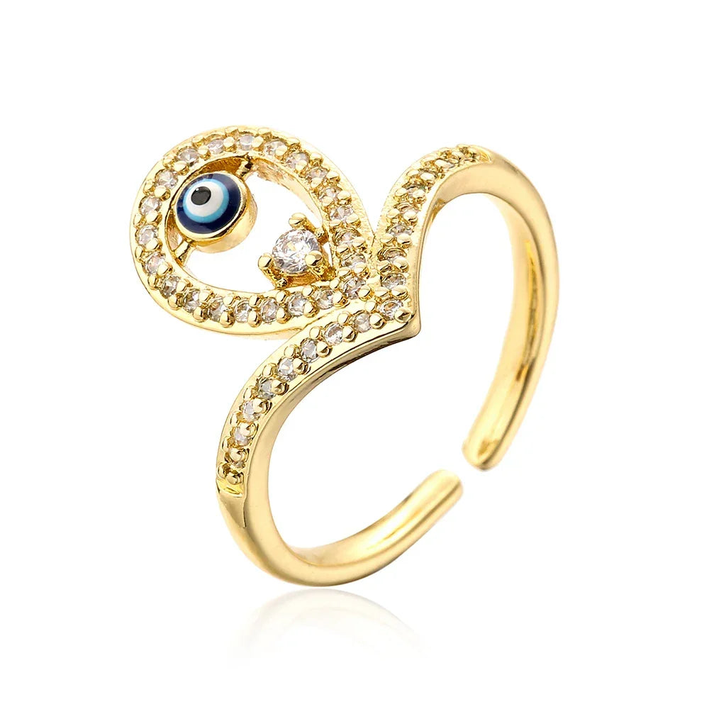 Hollowed out Evil Eye Ring - Piña Colada