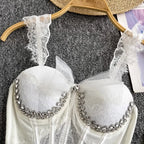 Tank Top Diamond Lace Mesh - Piña Colada
