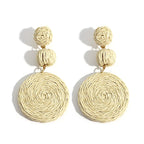 Boho Rattan Drop Earrings - Piña Colada