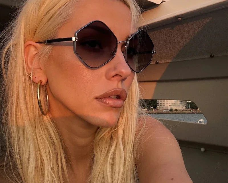 Small Frame Hexagon Punk Sunglasses - Piña Colada