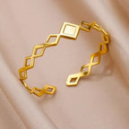 18K Gold-Plated Stainless Steel Cuff Bracelet for Women - Piña Colada