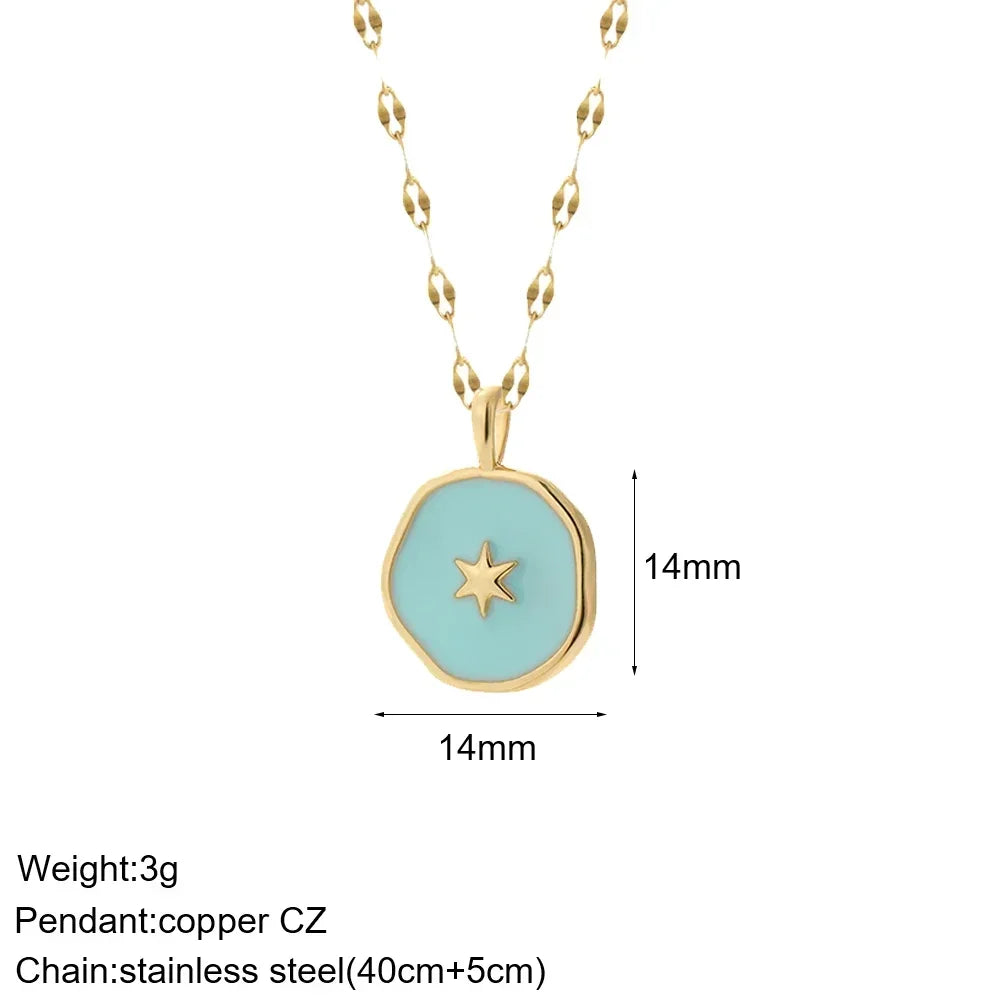 Gold Pendant Long Stainless Steel Chains - Piña Colada
