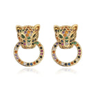 Leopard Head Stud Earrings - Piña Colada