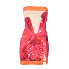 Strapless Printed Mini Dress – Beach Summer Bodycon - Piña Colada