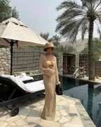 Sexy U-neck Knit Maxi Dress - Piña Colada