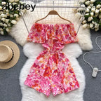 Floral Jumpsuits Shorts - Piña Colada