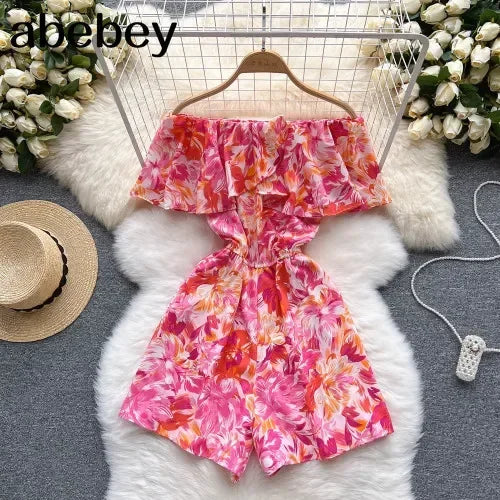 Floral Jumpsuits Shorts - Piña Colada