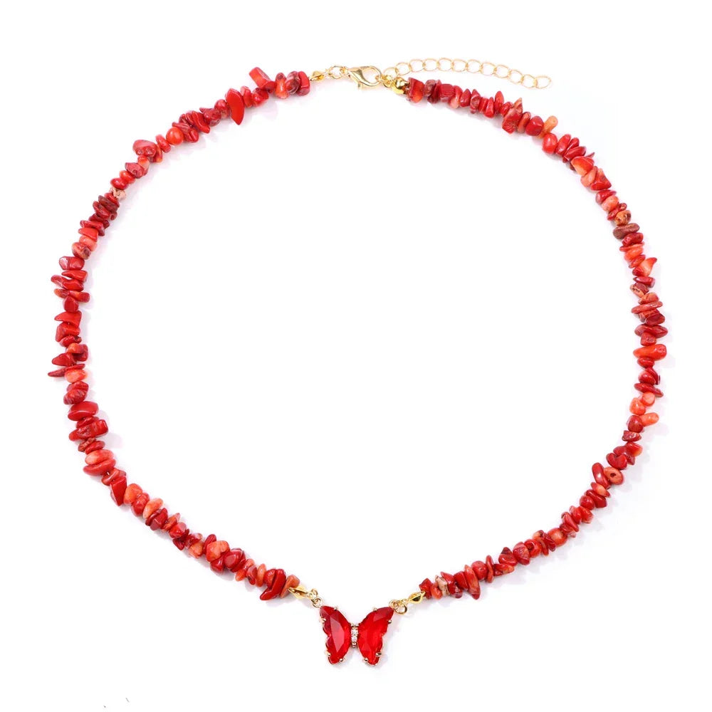 Butterfly Crystal Necklace - Piña Colada