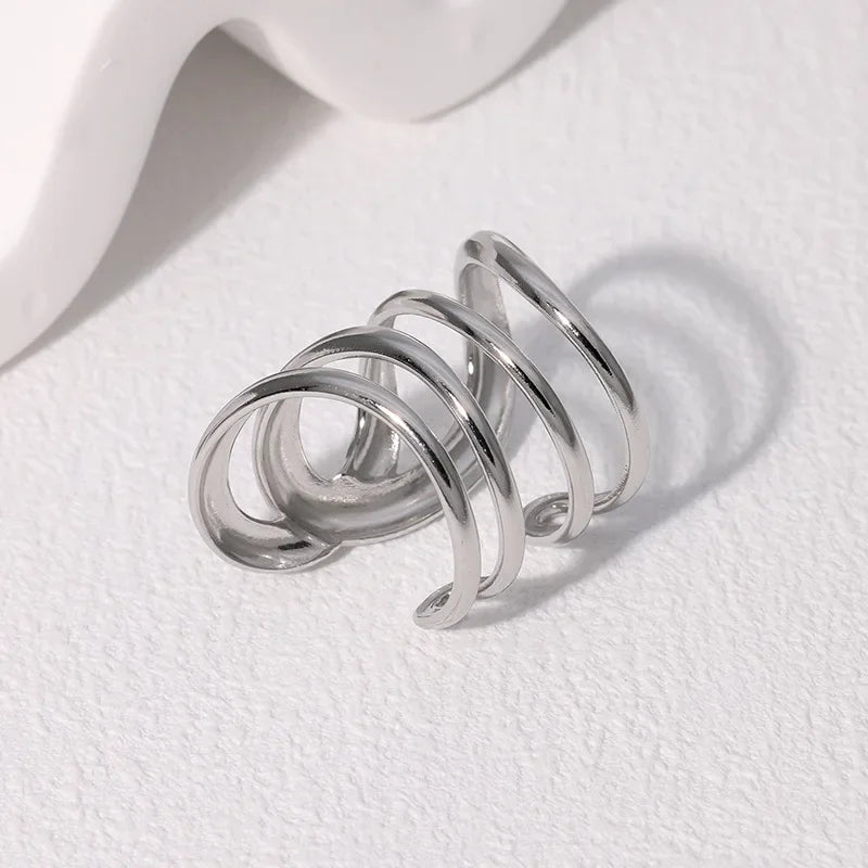 Stainless Steel Irregular Wave Ring - Piña Colada