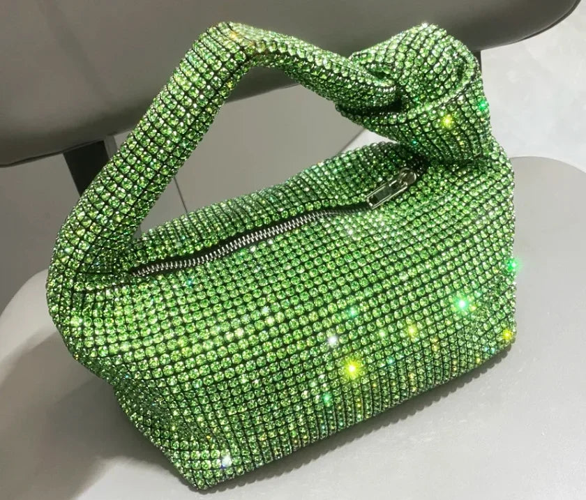 Luxury Rhinestone Knot Handle Evening Bag - Piña Colada