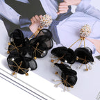 Lace Flower Cotton Drop Earrings - Piña Colada