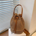 Braided Straw Bucket Bag - Piña Colada
