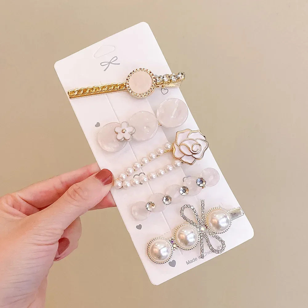 Set Metal Rhinestones Hair Clip - Piña Colada