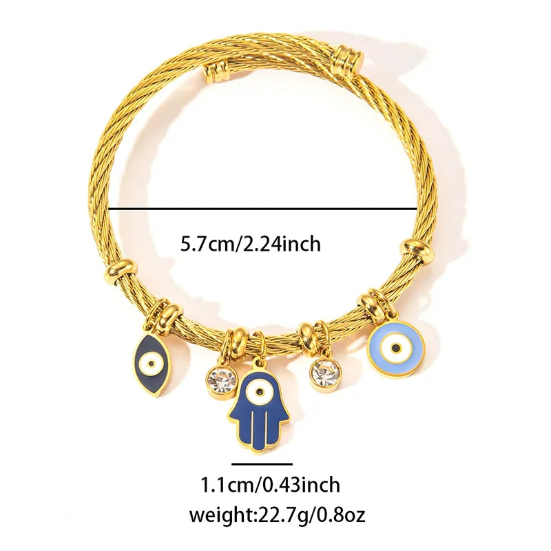 Colorful Eyes & Heart Drip Oil Pendant Bracelet - Piña Colada