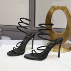 Fashion Snake Twine Around Crystal Women Sandals - Piña Colada