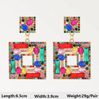 Boho Multicolor Beaded Crystal Dangle Earrings - Piña Colada