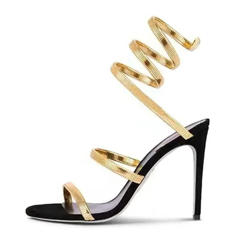 High Heel Platform Sandals – Elegant Ankle Strap Slip-On - Piña Colada