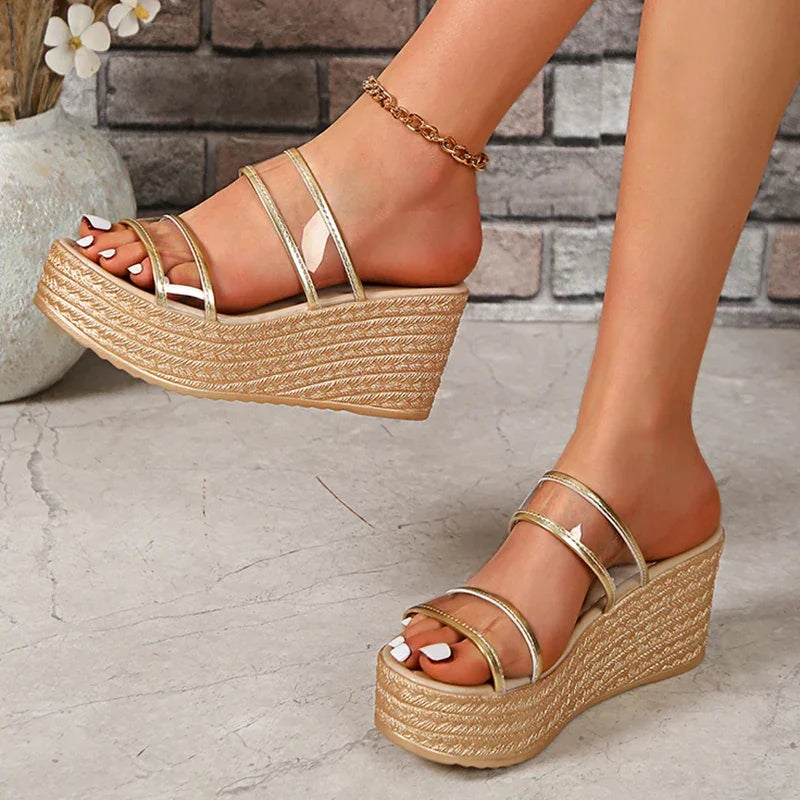 ZOKI Chunky Platform Roman Sandals – Gold/Silver - Piña Colada