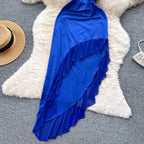 Strapless Hollow Out Mid-Calf Dress - Piña Colada
