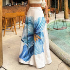 Floral Print A-Line Half Body Skirt - Piña Colada