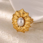 Rings Gold Plated Colorful Stone - Piña Colada