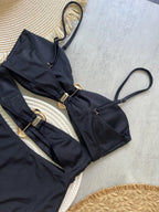 Metal Rings Cut Out Swimwear - Piña Colada