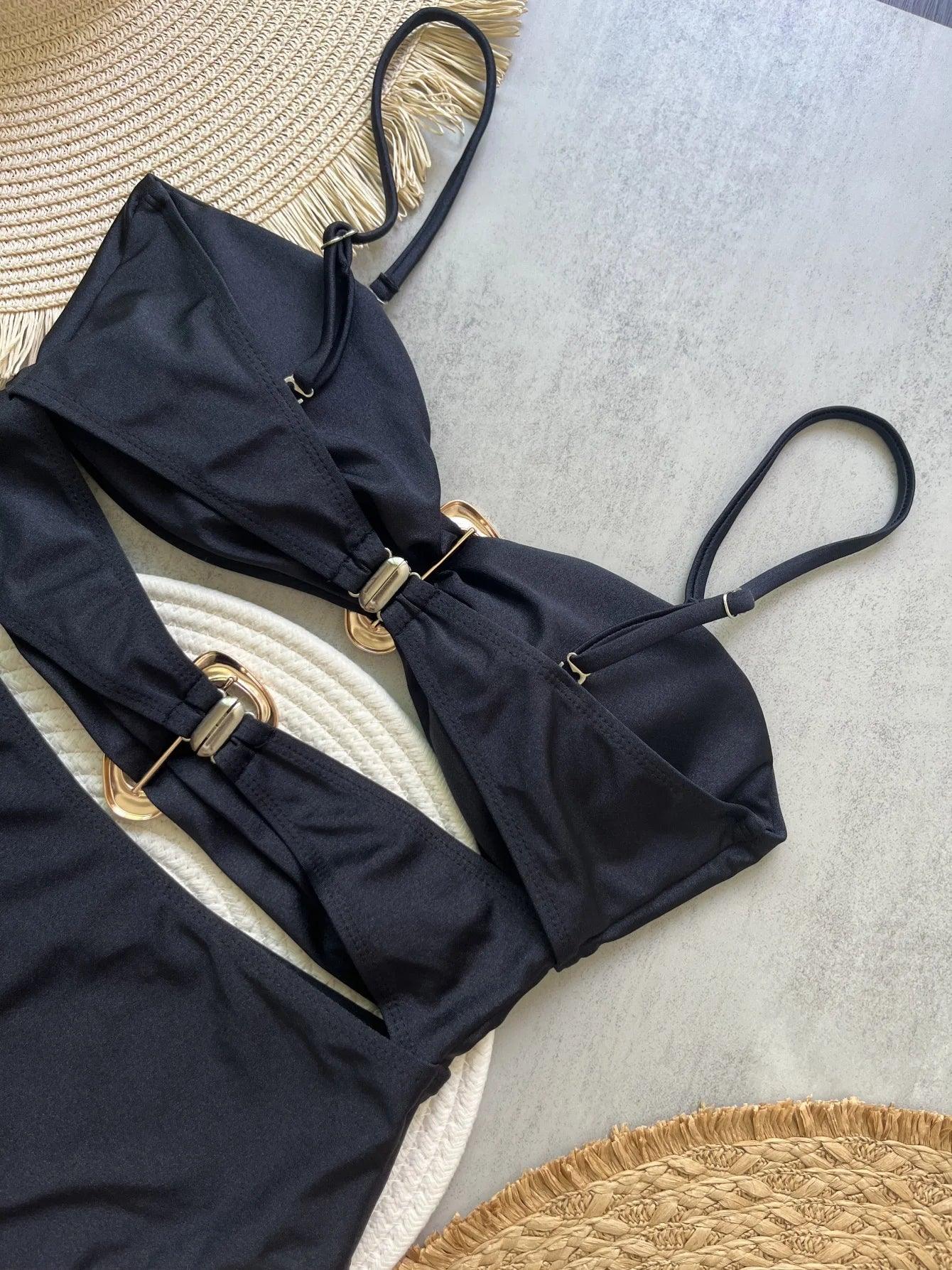Metal Rings Cut Out Swimwear - Piña Colada