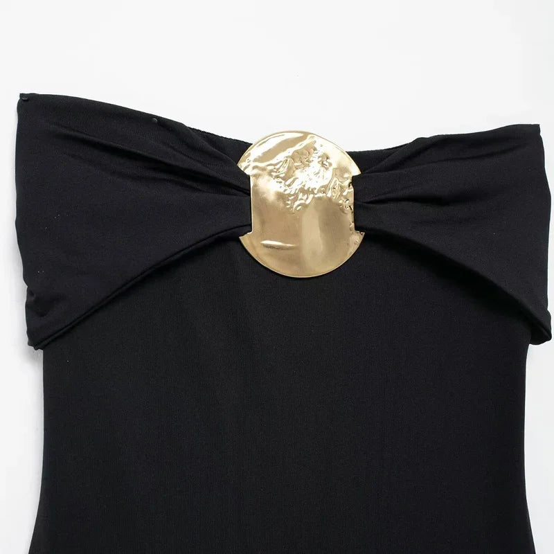 Corset Bodysuit Gold Bow - Piña Colada