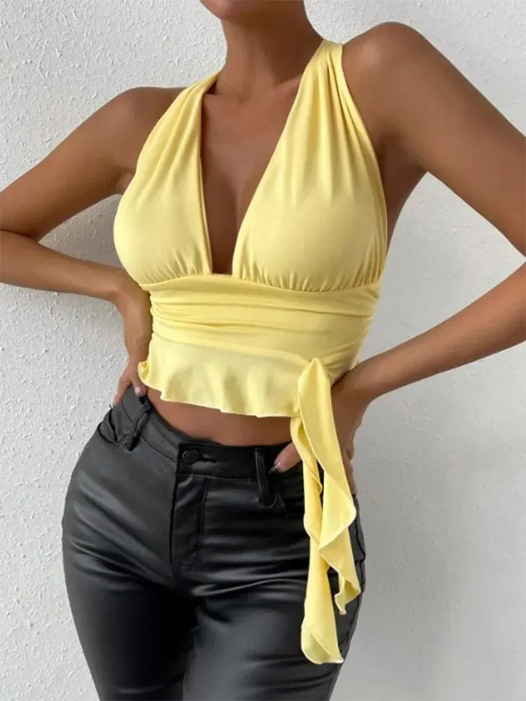 Lace-Up Slim Fit Bodysuit – Knitted Sexy Clubwear - Piña Colada