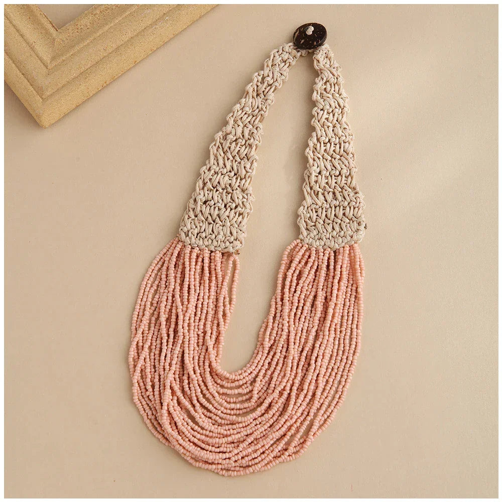 Handmade Small Beaded Necklace - Piña Colada